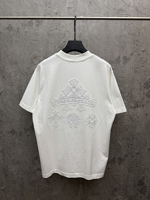 クロムハーツ 早春の透かし彫りスパンコール刺繍クロス半袖Tシャツ