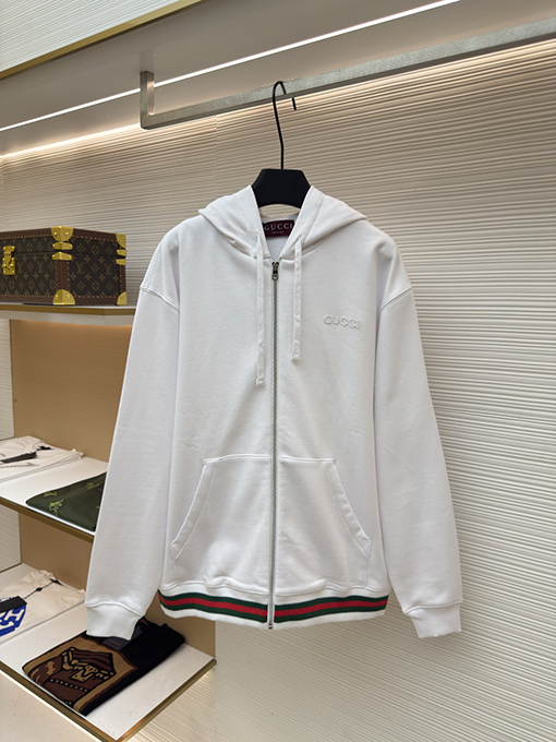 グッチスーパーコピー Gucci リブ編みコットンジップアップパーカー