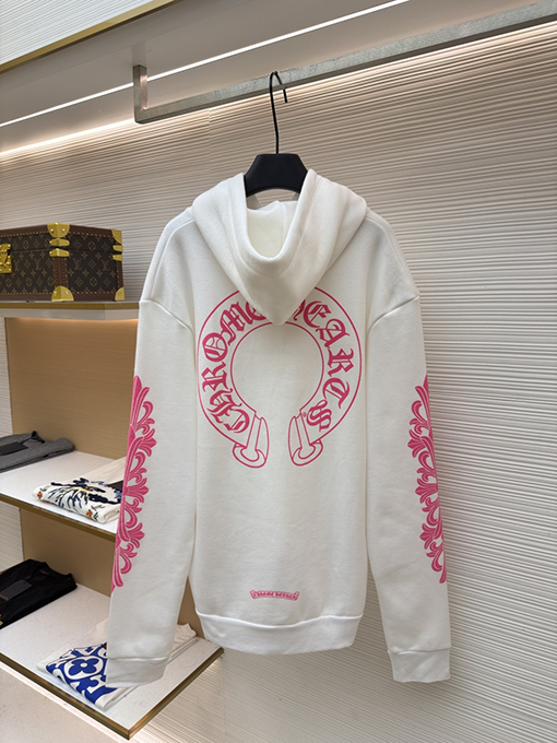 クロムハーツ ピンクの蹄鉄柄ジップアップパーカー