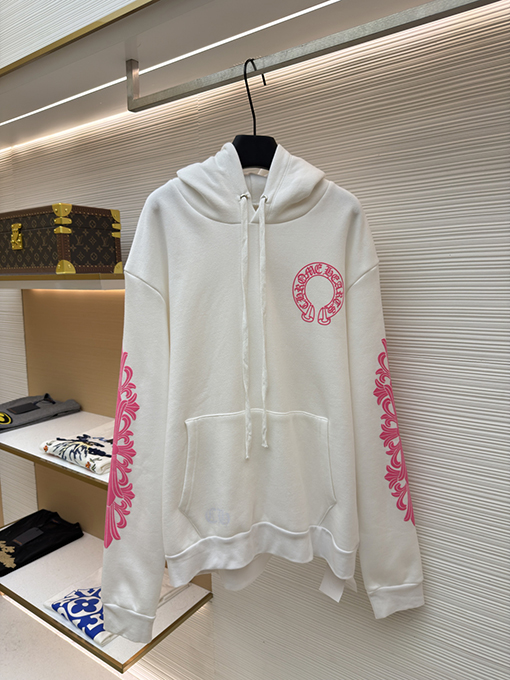 クロムハーツ ピンクの蹄鉄柄ジップアップパーカー