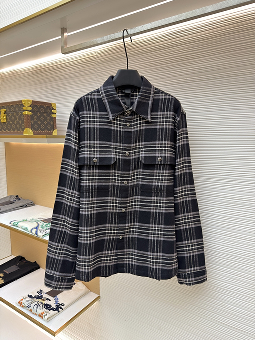 クロムハーツコピー フランネルチェック柄襟付き長袖シャツ