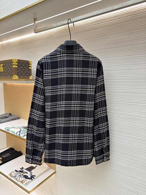 クロムハーツコピー フランネルチェック柄襟付き長袖シャツ