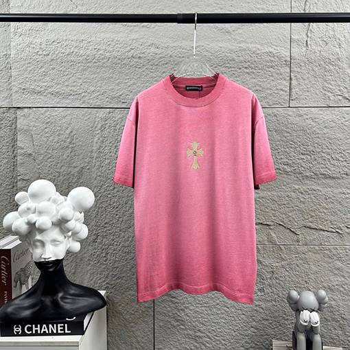 クロムハーツ 新作ヘビーデューティーなダメーヴィンテージ風パッチワーク刺繍の厚シリコン半袖Tシャツ