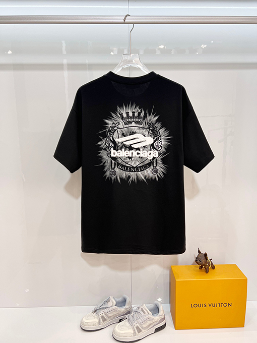バレンシアガ BALENCIAGA 麦穂のクラシックなスケッチと刺繍ロゴの半袖Tシャツ