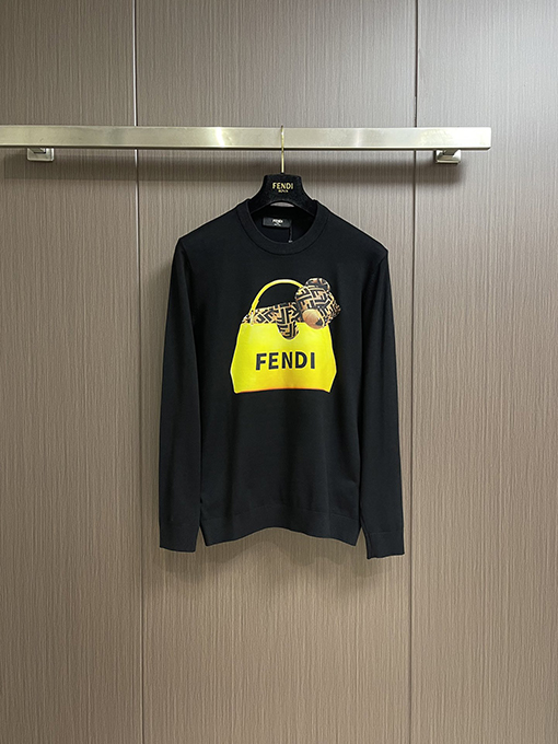 フェンディコピー FENDI 漫画柄のニットクルーネックセーター