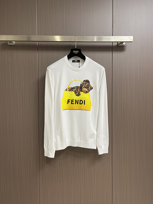 フェンディコピー FENDI 漫画柄のニットクルーネックセーター