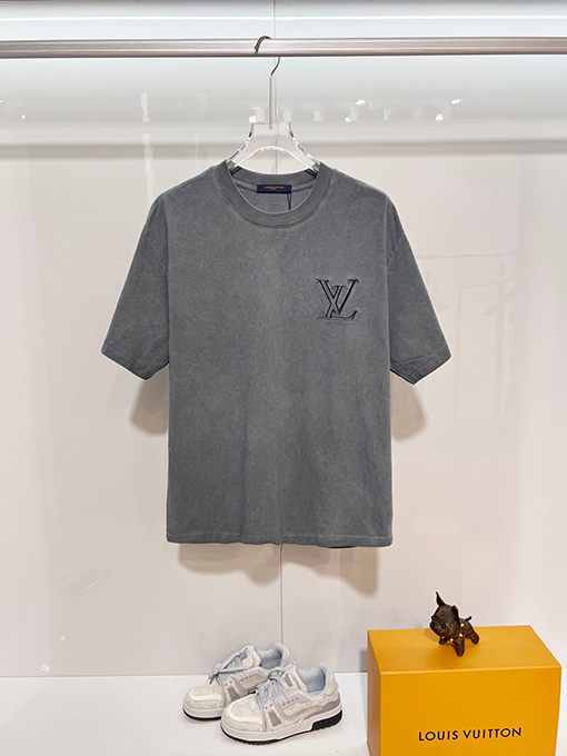 ルイヴィトン ダメージパッチワーク刺繍ロゴ入り半袖Tシャツ