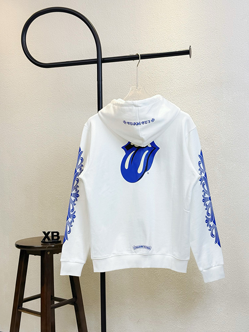 クロムハーツスーパーコピー 大きな舌と麒麟の腕のプリントが入ったジッパー付きフードジャケット