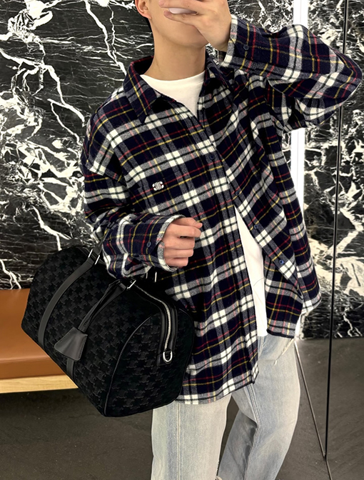 セリーヌ チェック柄の長袖シャツ