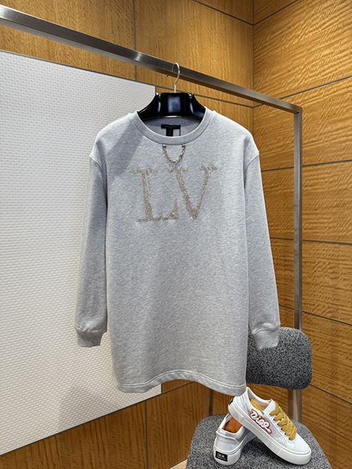ルイヴィトン LV ラインストーンチェーン付き長袖シャツ