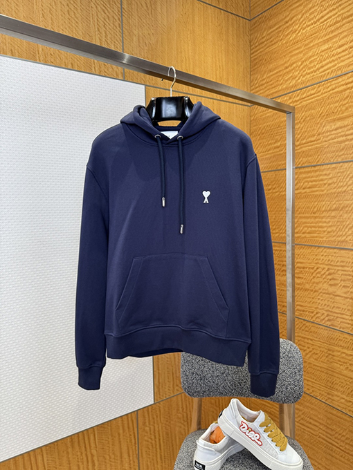 アミ 刺繍りフード付きスウェットシャツ