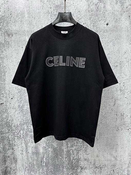セリーヌコピー CELINE 文字ロゴ点線フォーム半袖Tシャツ