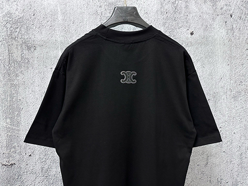 セリーヌコピー CELINE 文字ロゴ点線フォーム半袖Tシャツ