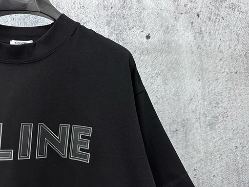 セリーヌコピー CELINE 文字ロゴ点線フォーム半袖Tシャツ