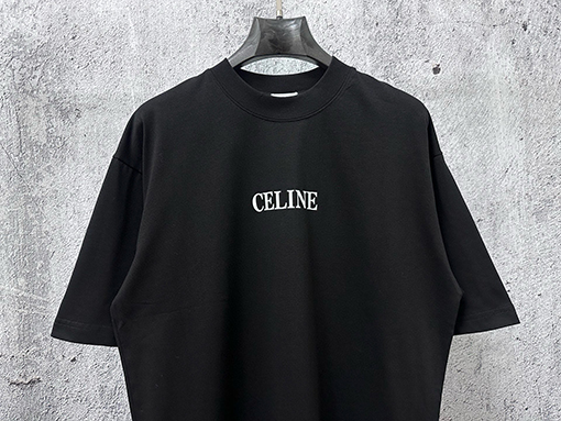セリーヌ CELINE 文字ロゴフィルムプリントカップル半袖Tシャツ