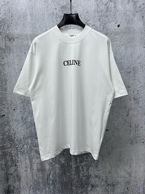 セリーヌ CELINE 文字ロゴフィルムプリントカップル半袖Tシャツ