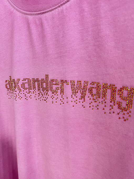 アレキサンダーワン Alexander wang カラーブロックのラインストーン付き半袖Tシャツ