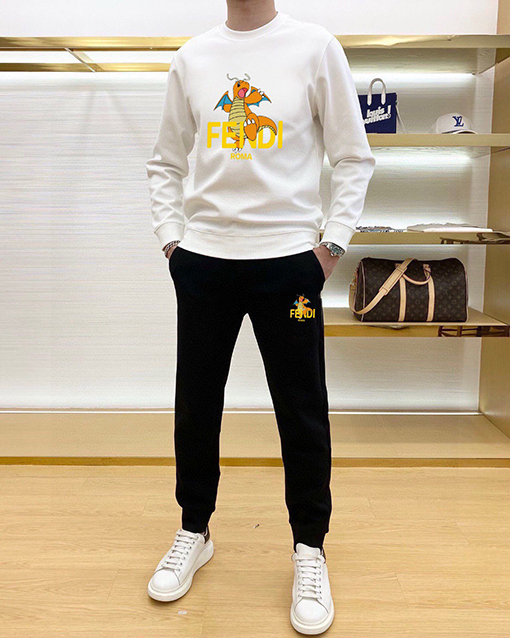 フェンディ FENDI 新モデル人気のクルーネックのスウェットシャツとパンツのセット