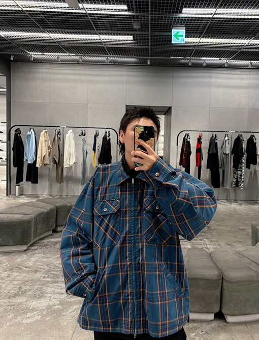 バレンシアガスーパーコピー BALENCIAGA 糸染めジャカード二重仕立てチェック柄シャツジャケット
