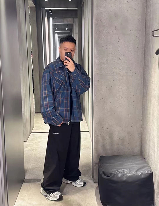 バレンシアガスーパーコピー BALENCIAGA 糸染めジャカード二重仕立てチェック柄シャツジャケット