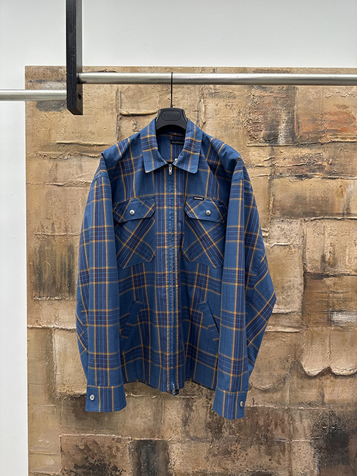 バレンシアガスーパーコピー BALENCIAGA 糸染めジャカード二重仕立てチェック柄シャツジャケット
