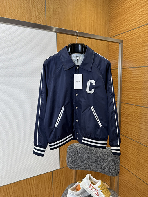 セリーヌスーパーコピー CELINE アップリケ付きボタンダウンベースボールカラージャケット