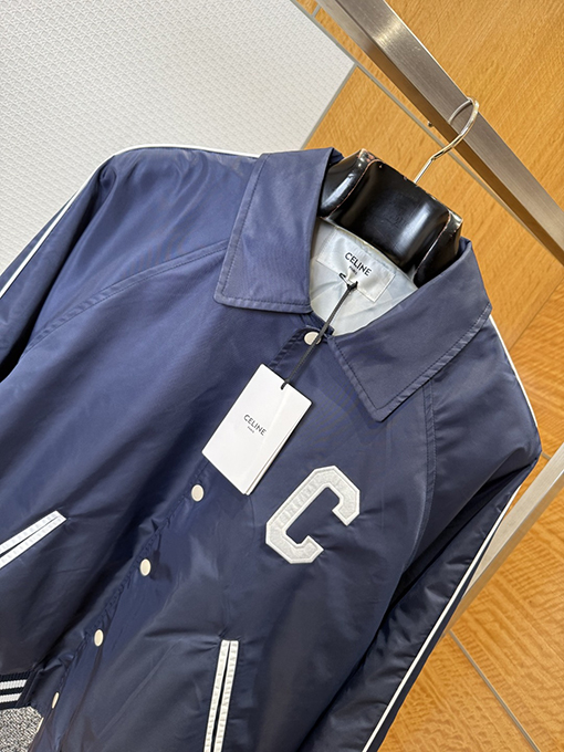 セリーヌスーパーコピー CELINE アップリケ付きボタンダウンベースボールカラージャケット