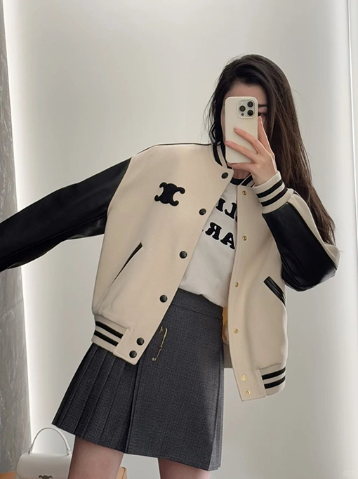 セリーヌ CELINE ロゴパッチワークベースボールジャケット