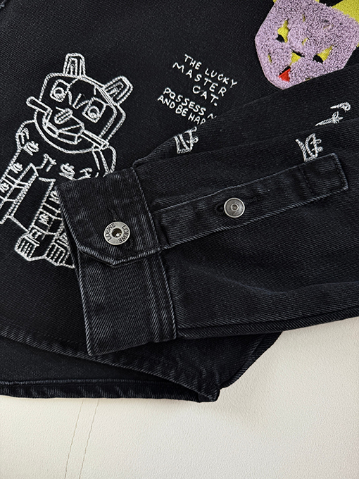 ロエベスーパーコピー Louis wain 猫の刺繍りデニムシャツジャケットツ