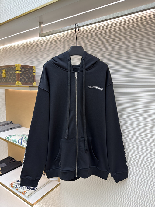クロムハーツスーパーコピー クラシックなスクロールプリントのジップアップスウェットシャツ
