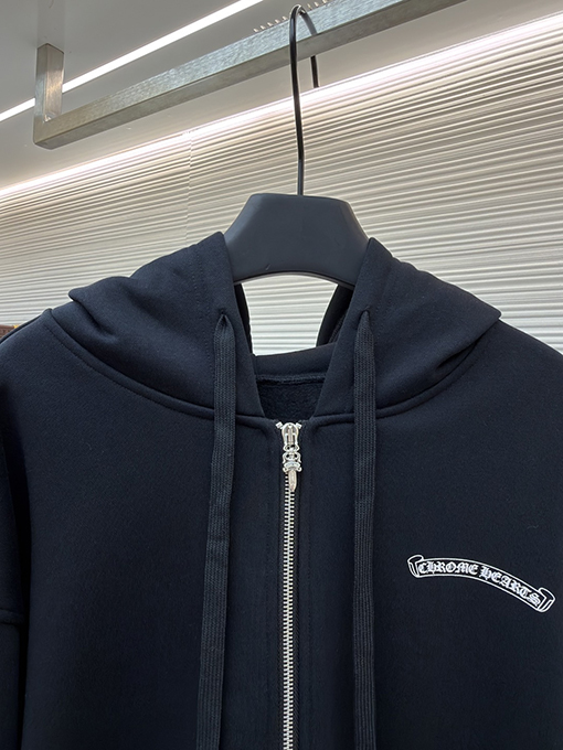 クロムハーツスーパーコピー クラシックなスクロールプリントのジップアップスウェットシャツ