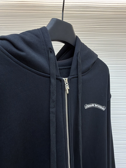 クロムハーツスーパーコピー クラシックなスクロールプリントのジップアップスウェットシャツ