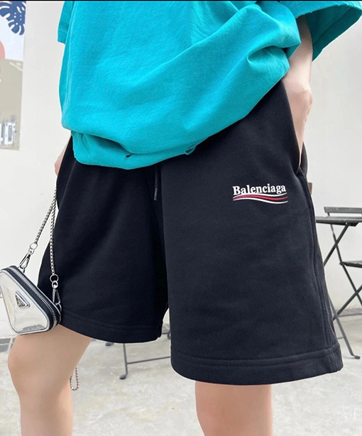 バレンシアガコピー Balenciaga コーラウェーブロゴ刺繍入りカジュアルショーツ