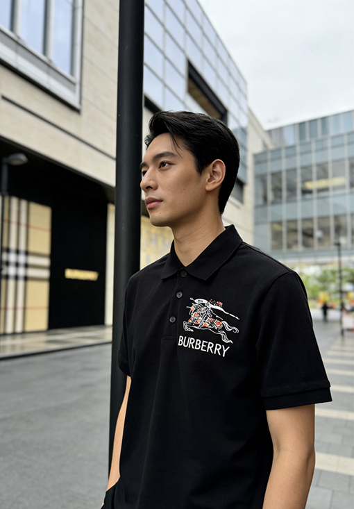 バーバリースーパーコピー BURBERRY チェック柄の乗馬刺繍入り半袖ポロシャツ