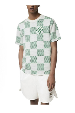 ルイヴィトン クラシックなチェッカーボードのジャカードニット半袖Tシャツ