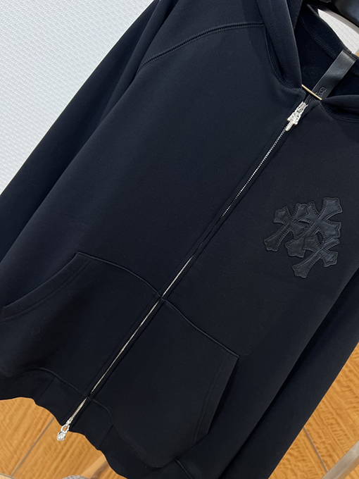 クロムハーツ クロス柄のフード付きジップアップスウェットジャケット