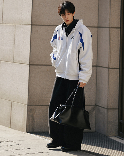 バレンシアガ BALENCIAGA NBA コラボレーションカラーブロックデザインのフード付きジップアップスウェットジャケット
