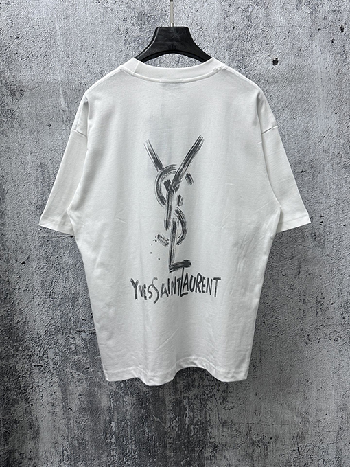 サンローランスーパーコピー Saint Laurent クラシックなロゴプリントの半袖Tシャツ
