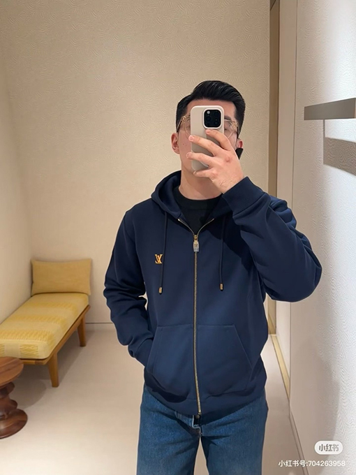 ルイヴィトン LV レタータグロゴ入りジッパーニットパーカー
