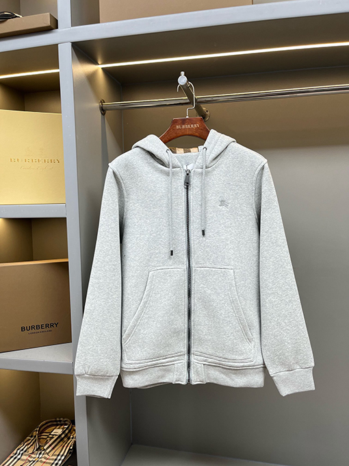 バーバリーコピー チェック柄の刺繍入り馬柄フード付きスウェットジャケット