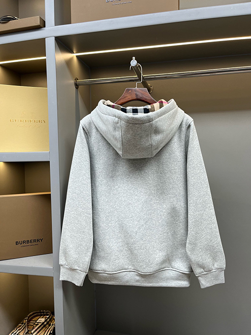 バーバリーコピー チェック柄の刺繍入り馬柄フード付きスウェットジャケット