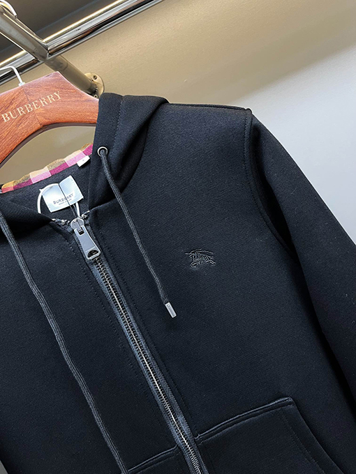 バーバリーコピー チェック柄の刺繍入り馬柄フード付きスウェットジャケット