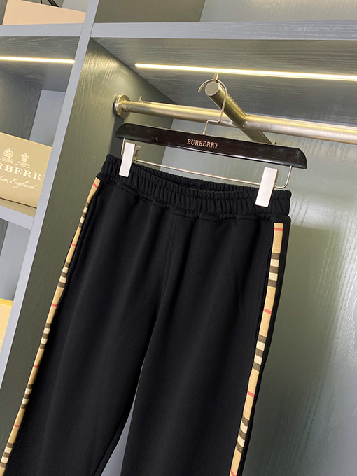 バーバリー サイドに柄が入ったコットン製アスレチックジョガーパンツ