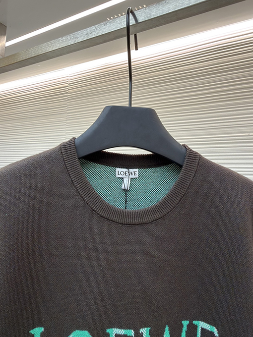 ロエベコピー LOEWE インナーグリッドロールアップスリーブニット半袖Tシャツ