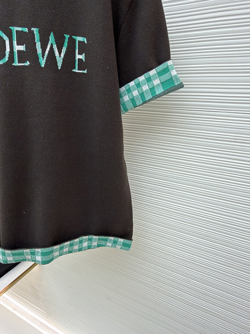 ロエベコピー LOEWE インナーグリッドロールアップスリーブニット半袖Tシャツ