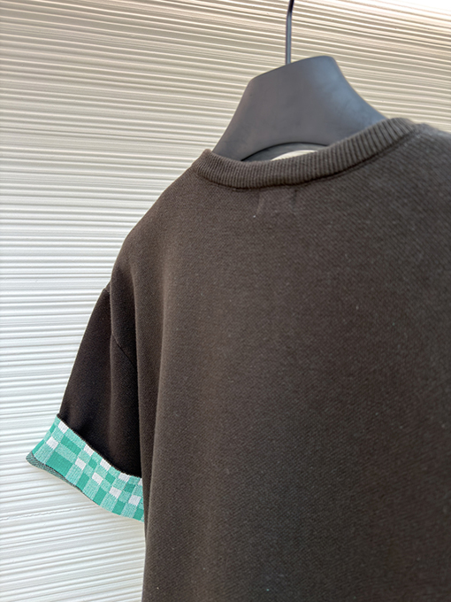 ロエベコピー LOEWE インナーグリッドロールアップスリーブニット半袖Tシャツ