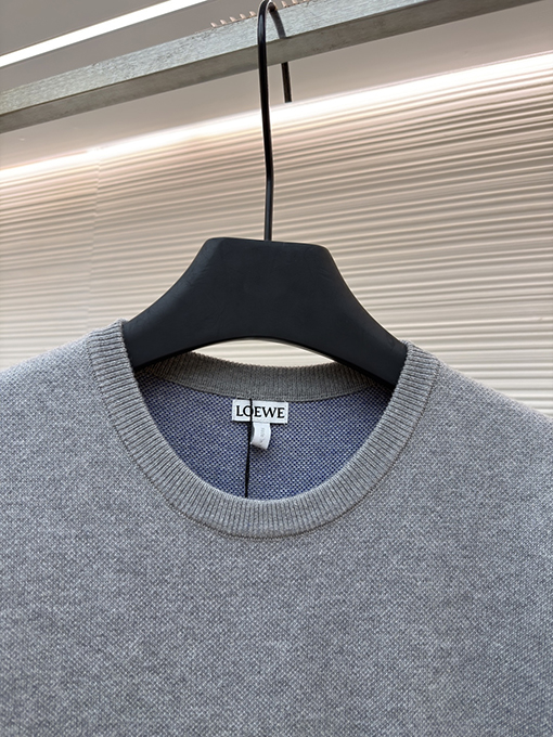 ロエベコピー LOEWE インナーグリッドロールアップスリーブニット半袖Tシャツ
