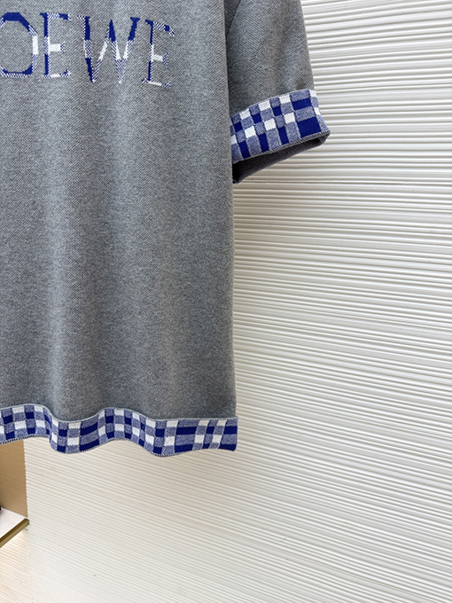 ロエベコピー LOEWE インナーグリッドロールアップスリーブニット半袖Tシャツ