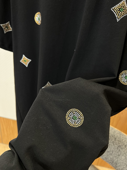 ルイヴィトンコピー LV 花柄ラインストーン付きクルーネック半袖Tシャツ