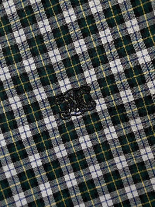 セリーヌスーパーコピー 凱旋門刺繍りチェック柄長袖シャツ